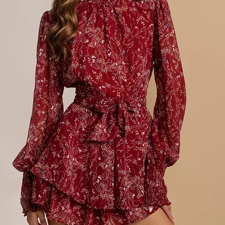 The Wine-Red Floral Dress
