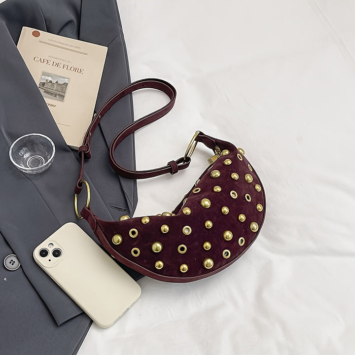 Raven Retro Rivet Crescent Bag – Punk & Street Style