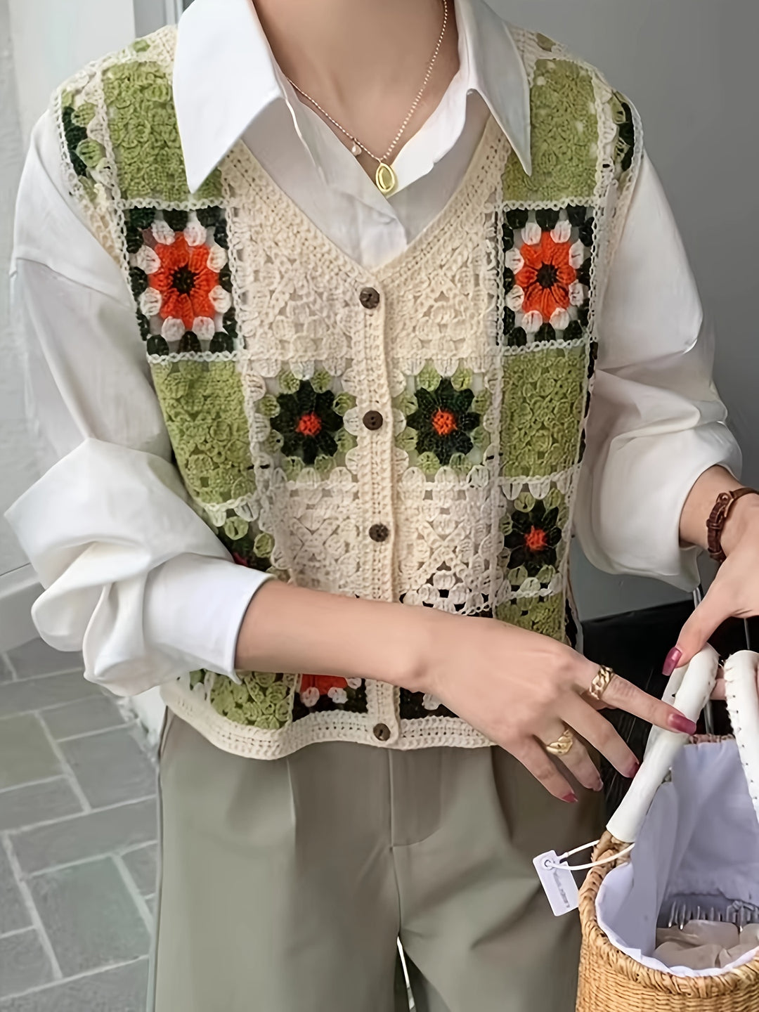 The Embroidered V-Neck Folk Vest