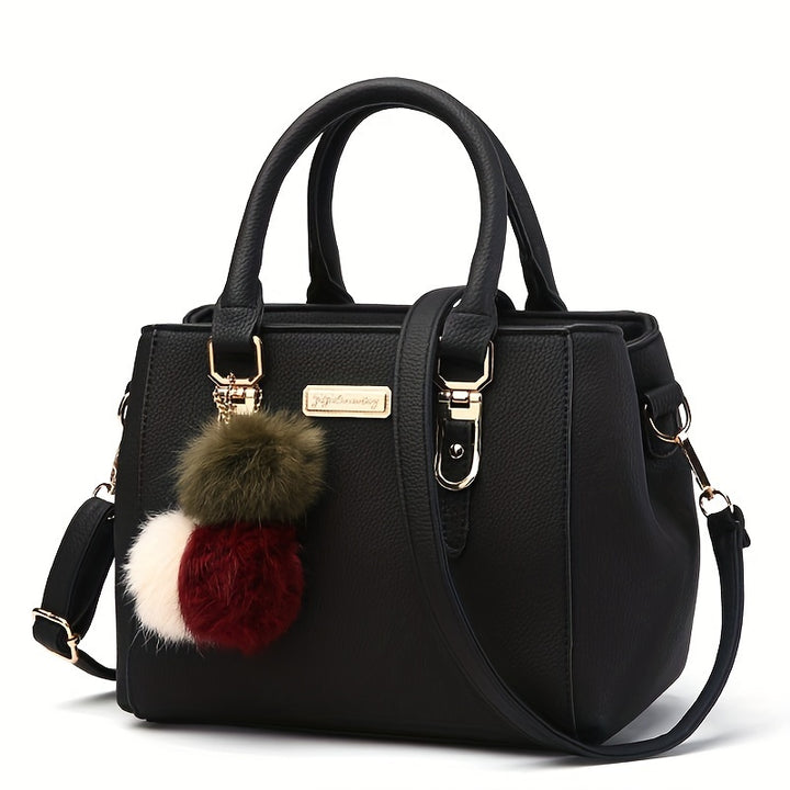 Pom-Pom Double-Layer Shoulder Bag