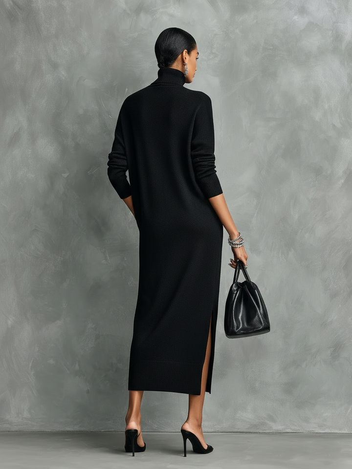Cashmere Knit Turtleneck Bodycon Midi Dress