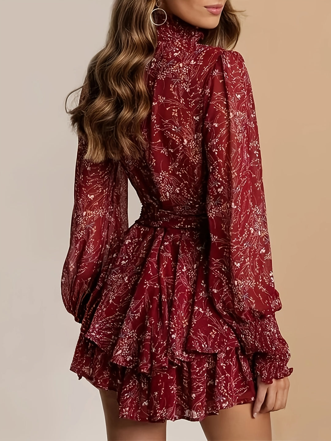 The Wine-Red Floral Dress