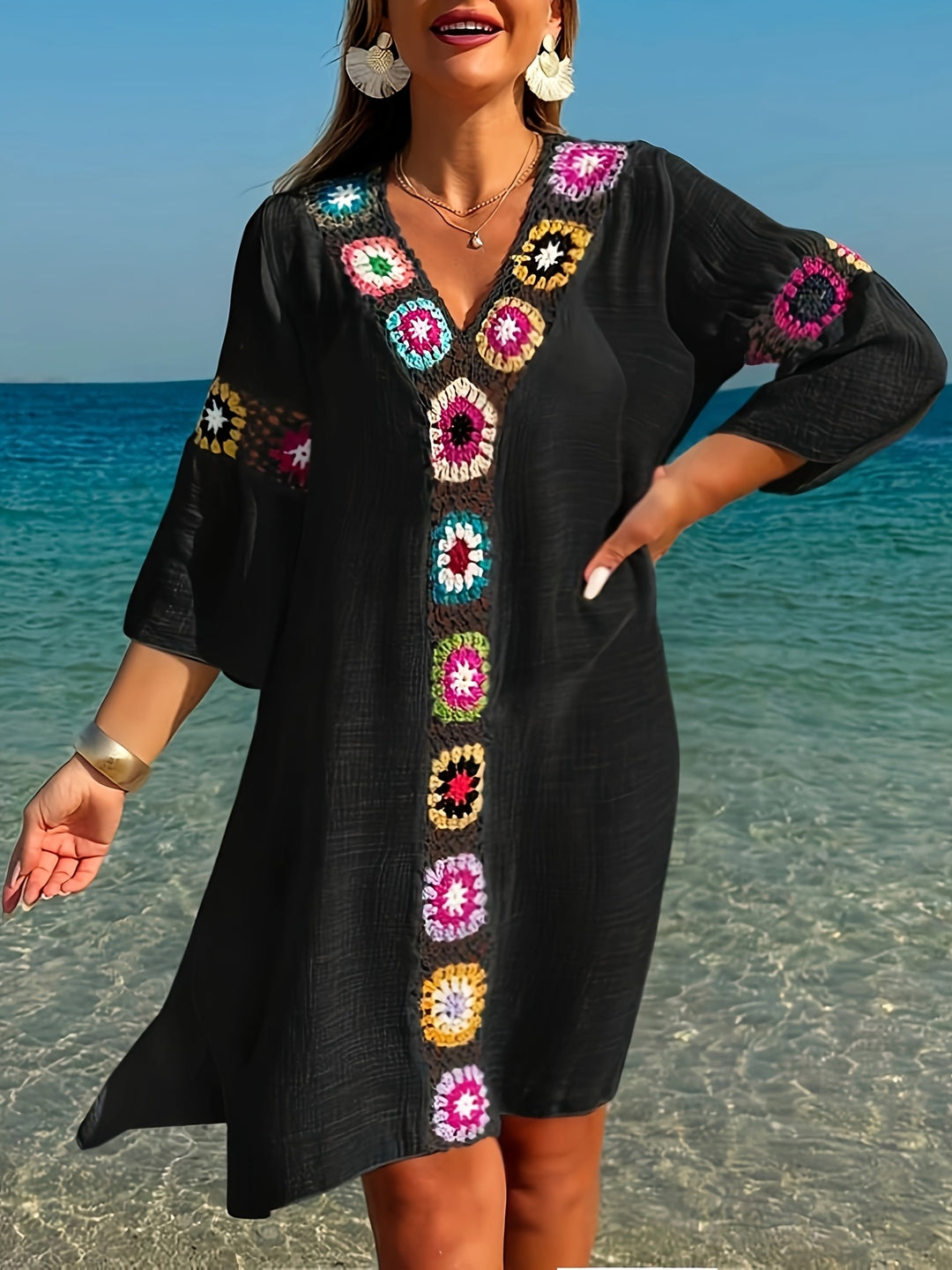Bohemian Crochet Tunic — Vacation Cover-Up Dress