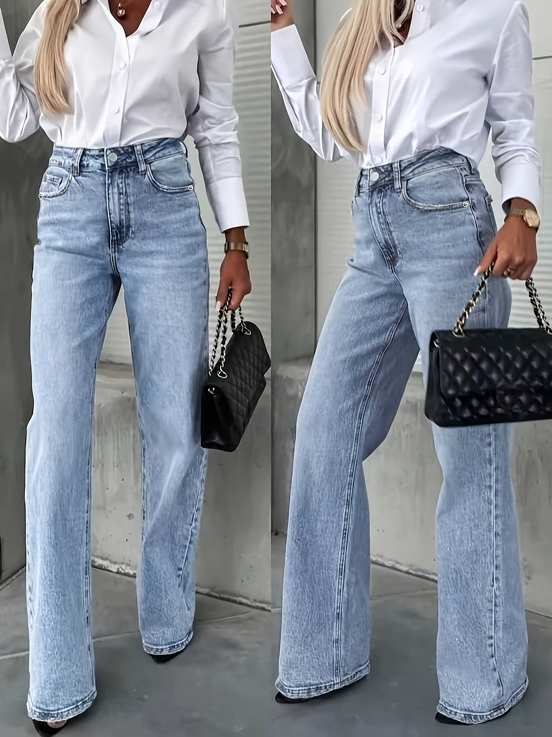 The Vintage Straight-Leg Jean in mid-wash denim by Mila and June