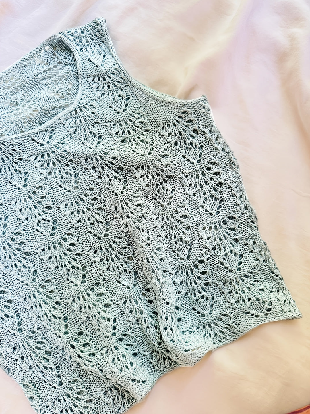 Light Blue Crochet Pullover — Refined Knit Top