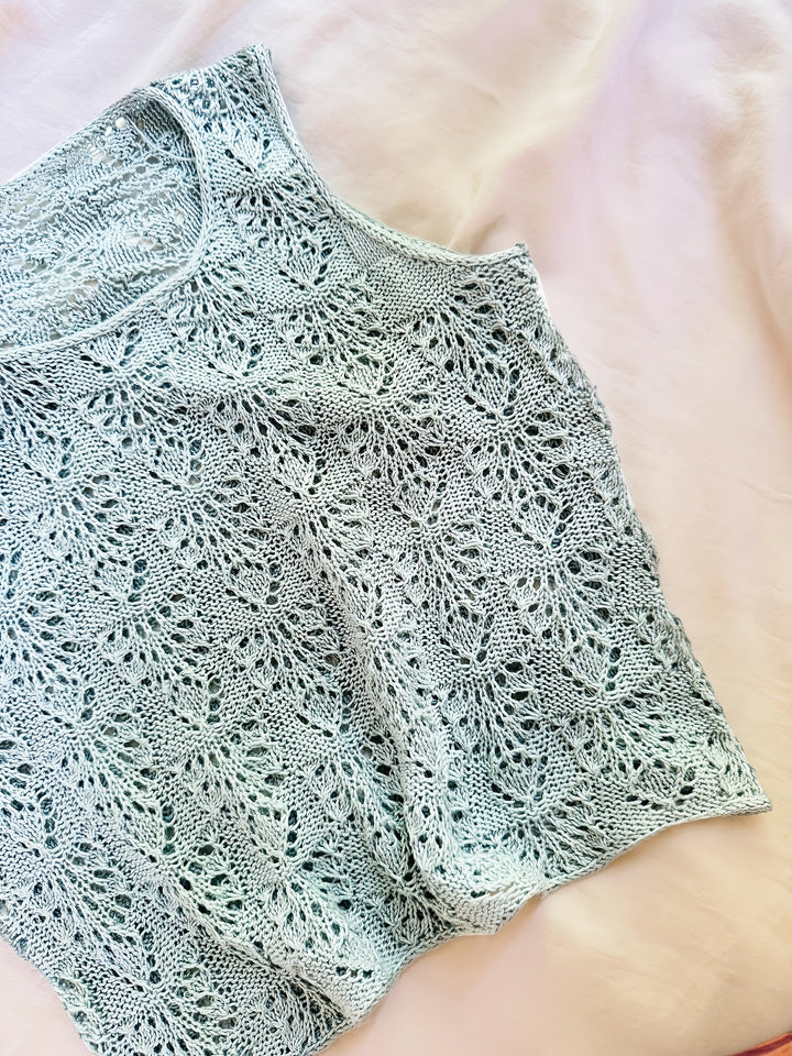 Light Blue Crochet Pullover — Refined Knit Top