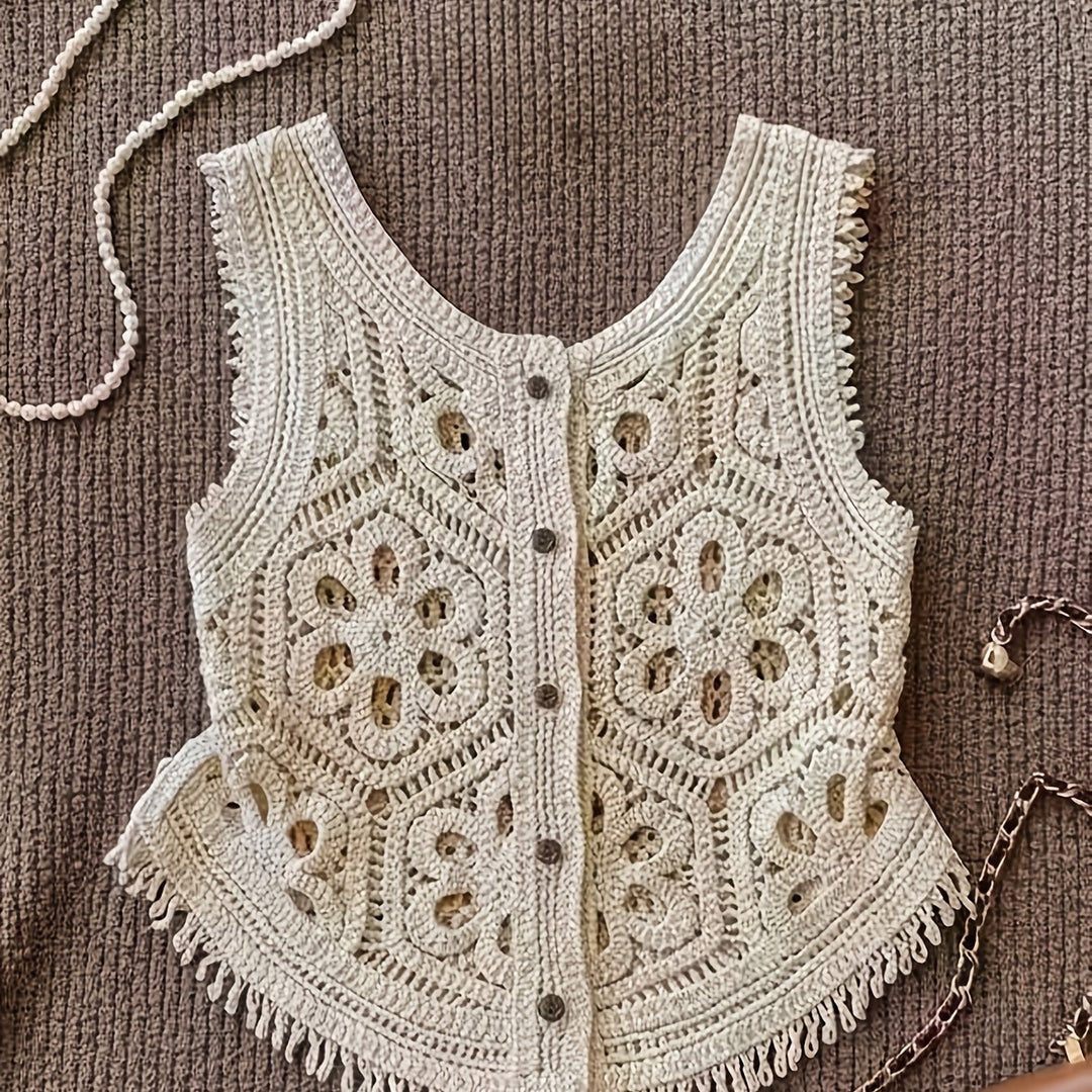 The Tassel Layered Hollow Cardigan