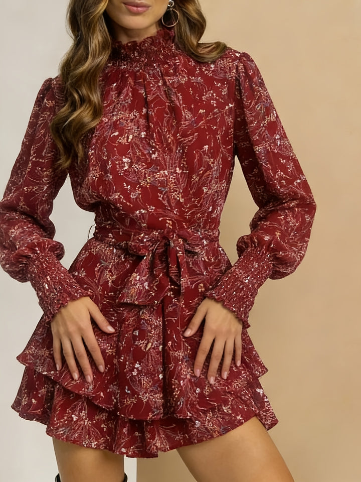 The Wine-Red Floral Dress