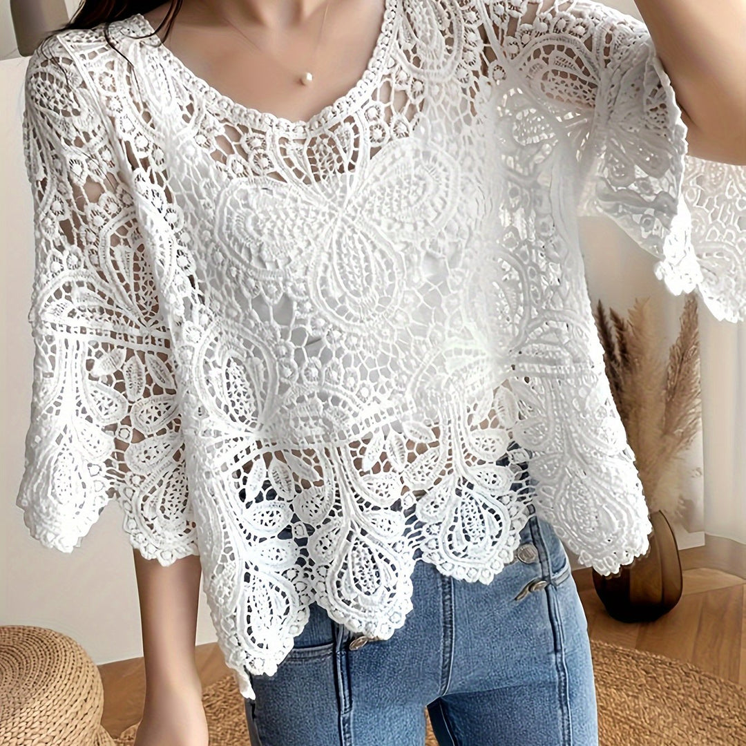 The Lace Trim Printed Blouse