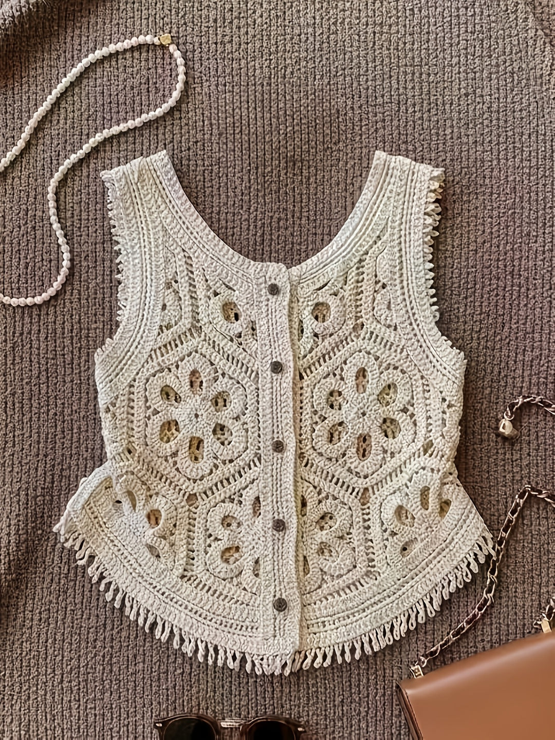 The Tassel Layered Hollow Cardigan