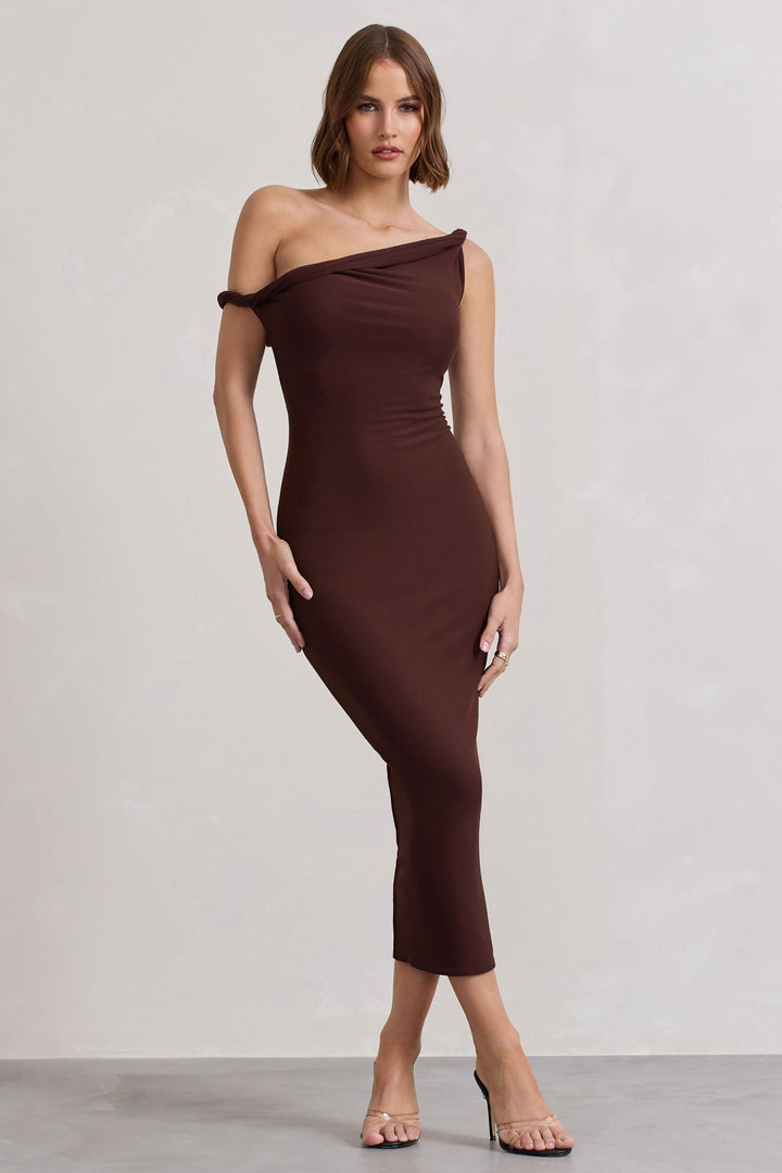 The Salome Midi — Chocolate Brown Twisted Silhouette
