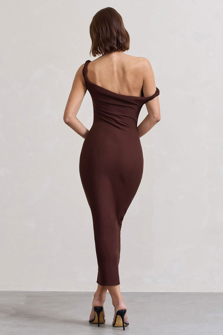 The Salome Midi — Chocolate Brown Twisted Silhouette