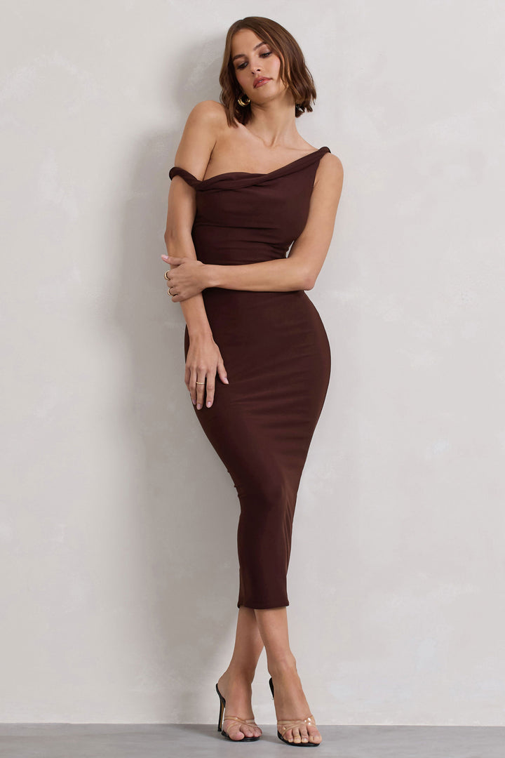 The Salome Midi — Chocolate Brown Twisted Silhouette