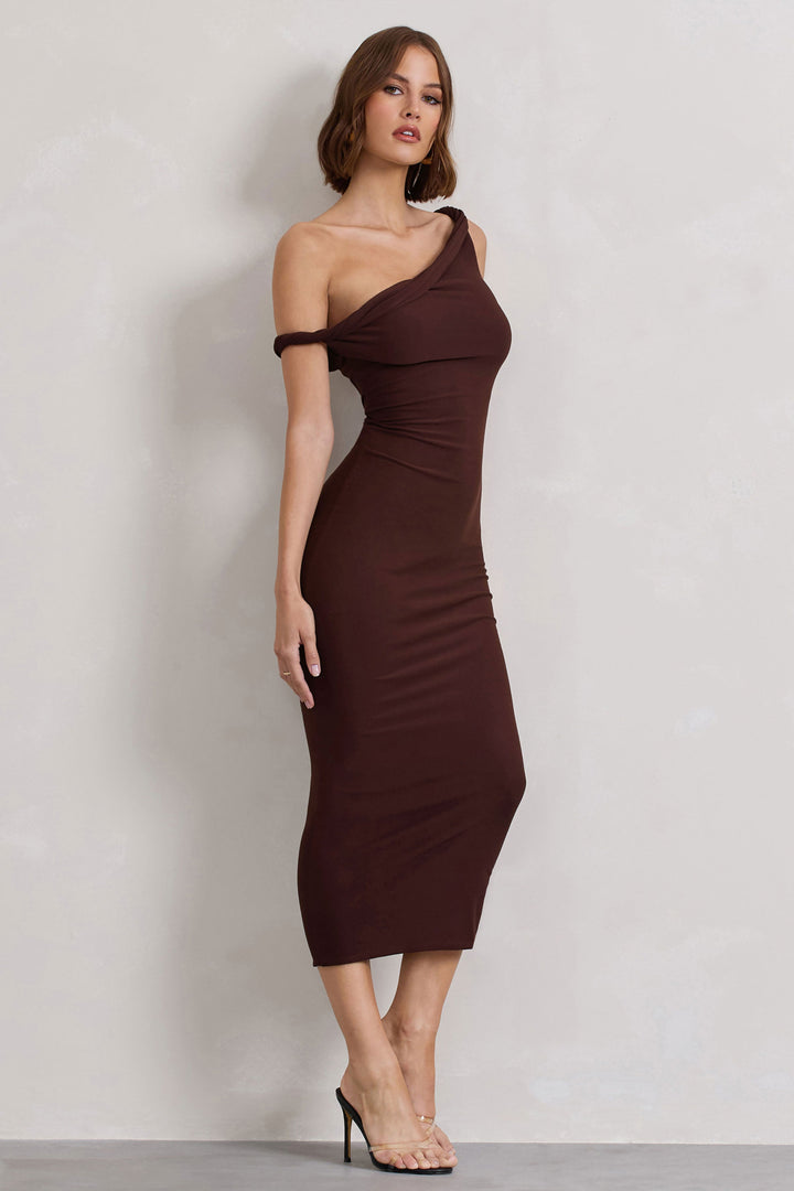 The Salome Midi — Chocolate Brown Twisted Silhouette