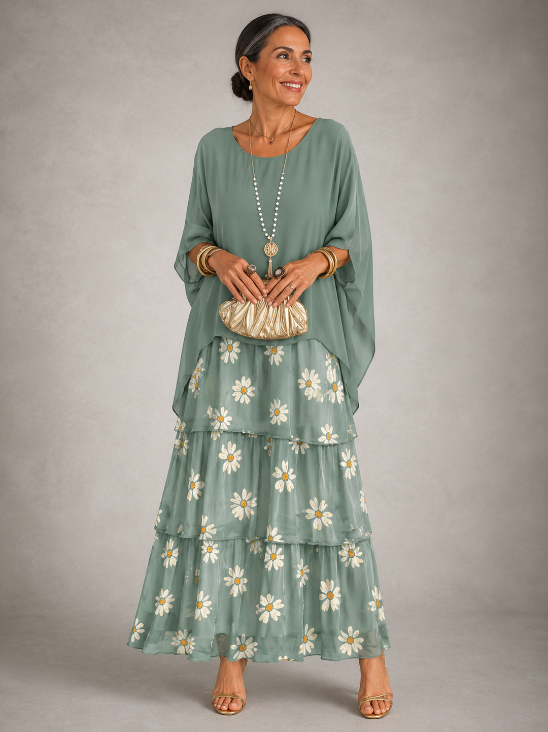 Lara Flowing Maxi Dress — Elegant Layered Drape