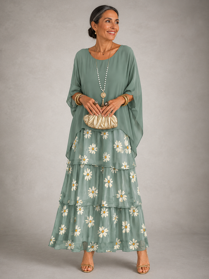 Lara Flowing Maxi Dress — Elegant Layered Drape