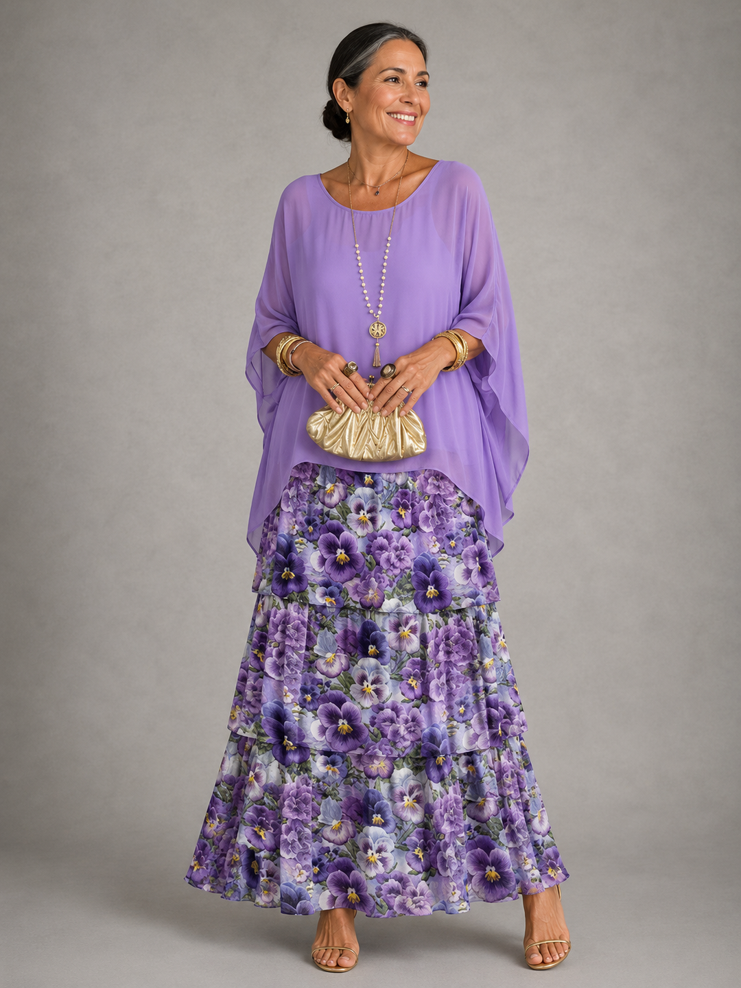 Lara Flowing Maxi Dress — Elegant Layered Drape