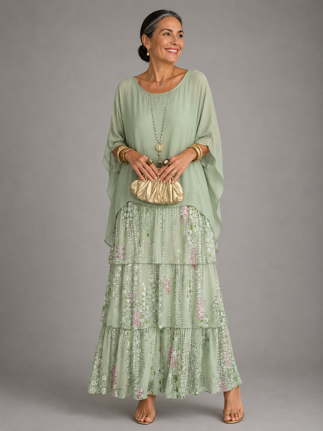 Lara Flowing Maxi Dress — Elegant Layered Drape