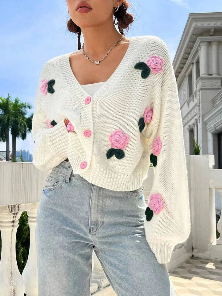 Coquette Rose Knit Cardigan — Romantic Soft Cardigan