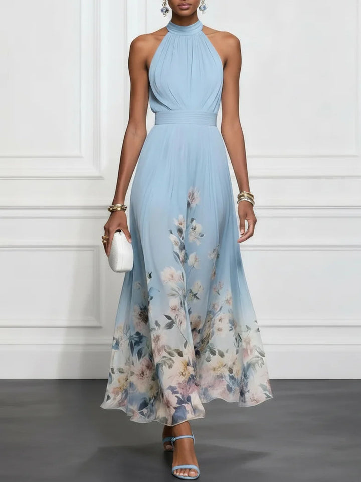 Kezia Halterneck Maxi Dress — Romantic Floral A-Line