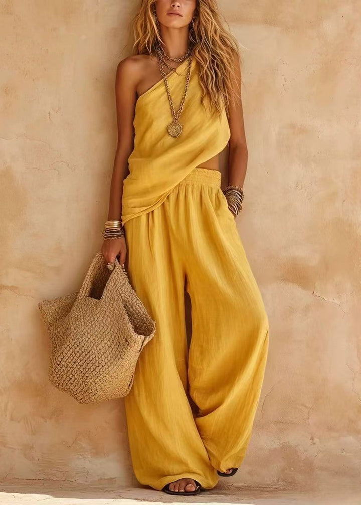 The Delphine Set — Asymmetric Cotton-Linen Two-Piece