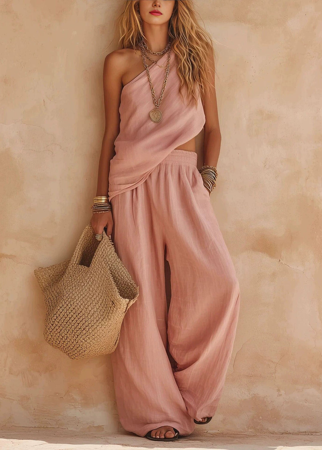 The Delphine Set — Asymmetric Cotton-Linen Two-Piece