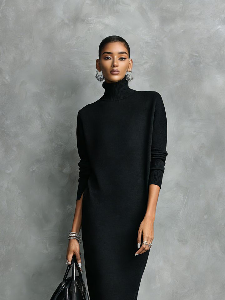 Cashmere Knit Turtleneck Bodycon Midi Dress