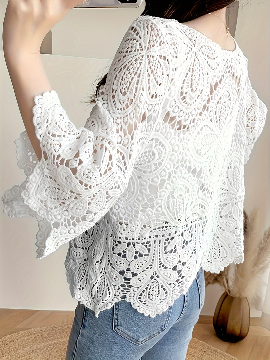 The Lace Trim Printed Blouse