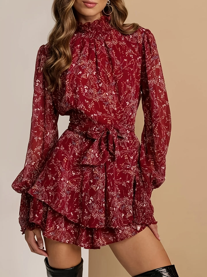 The Wine-Red Floral Dress