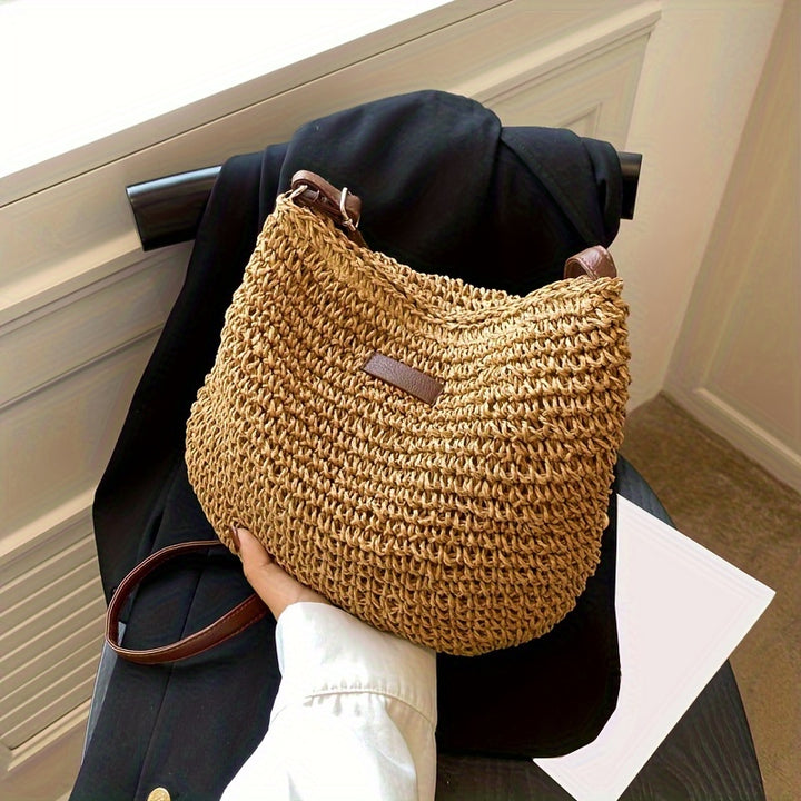 The Sienna Woven Crossbody — Handmade Crescent Bag