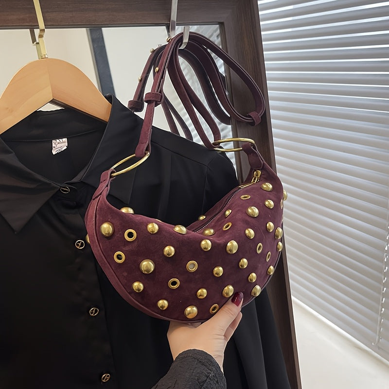 Luna Crescent Punk Crossbody Bag – Edgy & Stylish