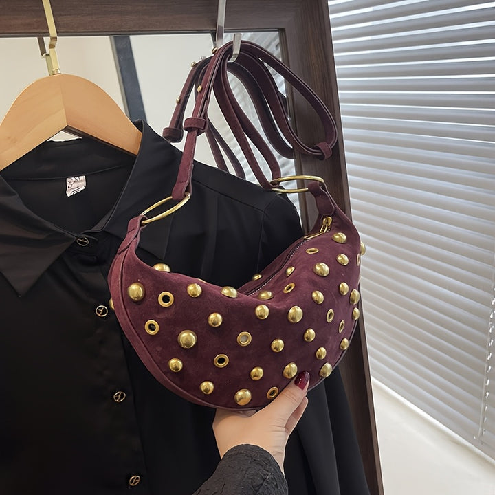 Luna Crescent Punk Crossbody Bag – Edgy & Stylish