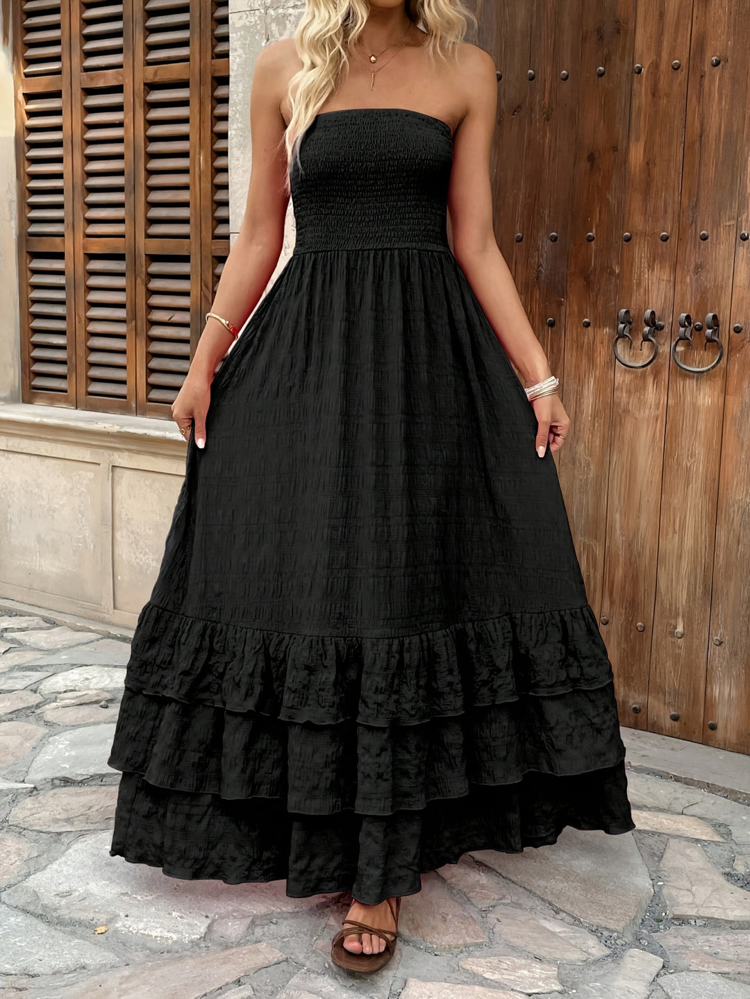 The Strapless Bohemian Maxi Dress