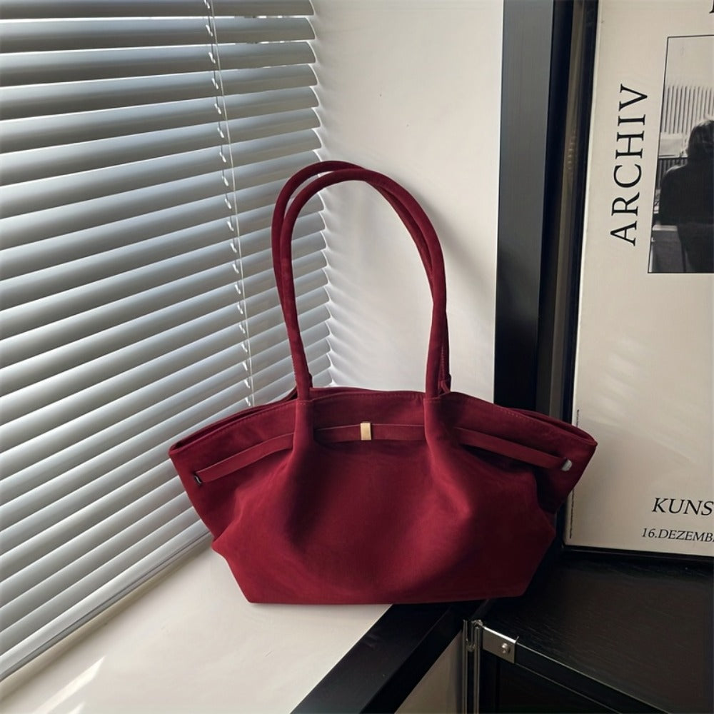 Aurora Suede-Velvet Shoulder Bag – Stylish & Multi-Pocket