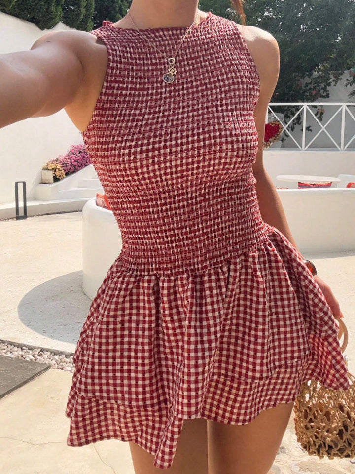 The Checkered Puff Dress