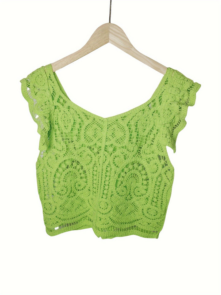 The Ruffle Button Crochet Cardigan