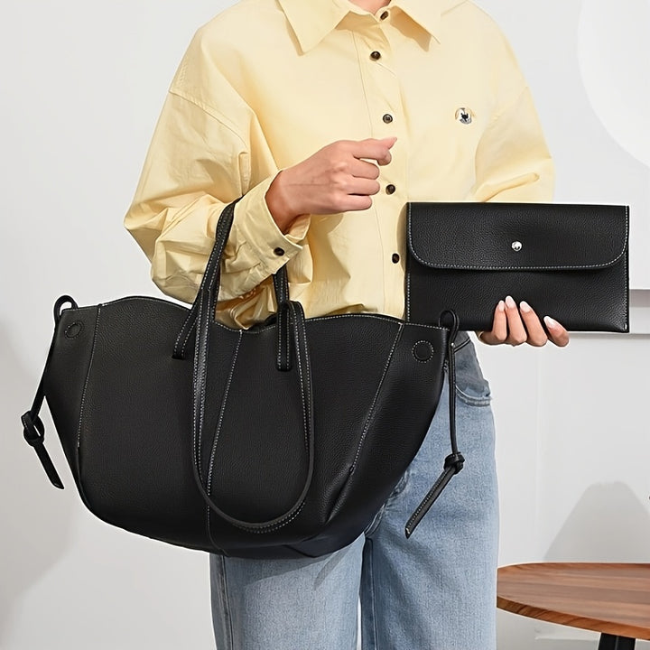 The Mira Soft Tote — Lightweight Faux-Leather Shoulder Bag