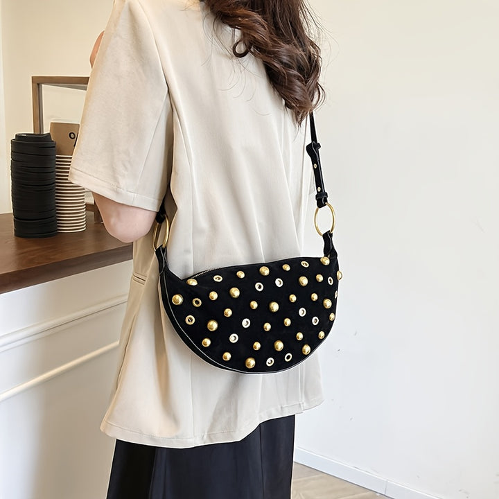 Luna Crescent Punk Crossbody Bag – Edgy & Stylish
