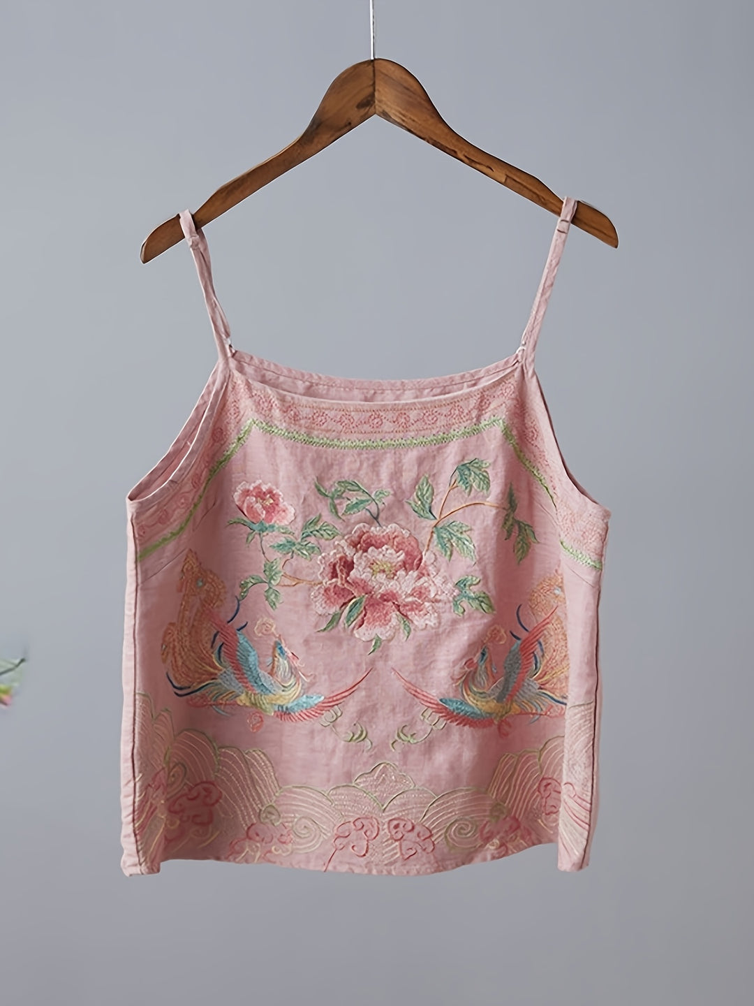 Retro Embroidered Cami — Vintage Floral Tank Top