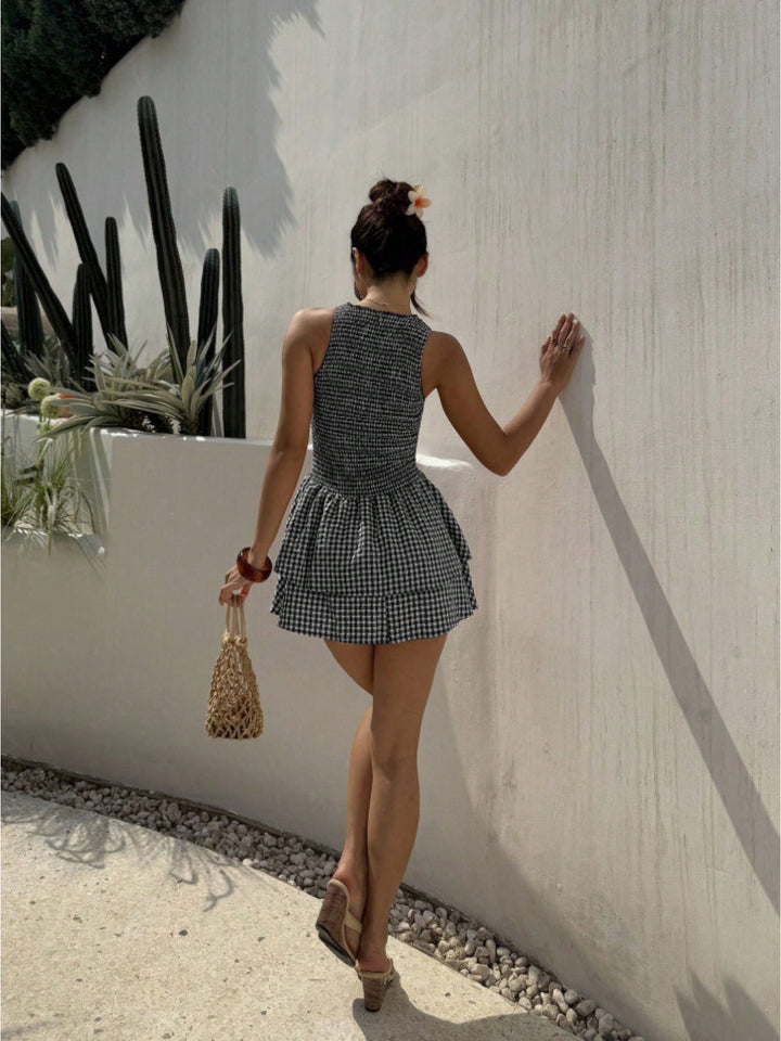 The Checkered Puff Dress