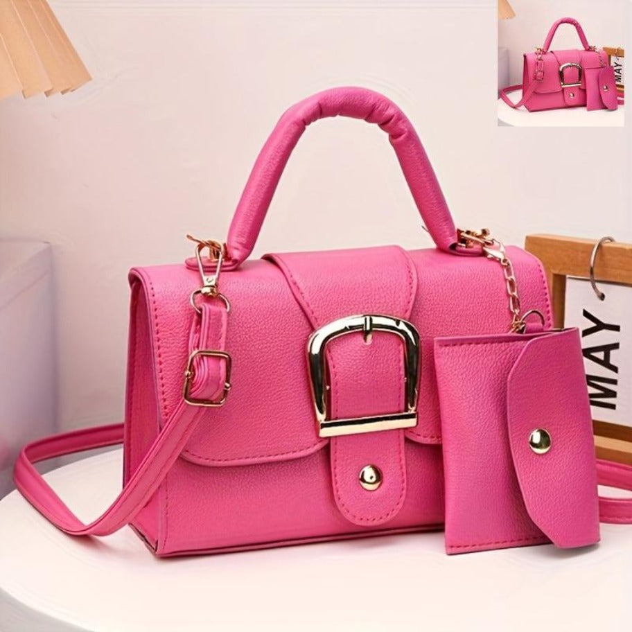 Golden Accent Buckle Bag