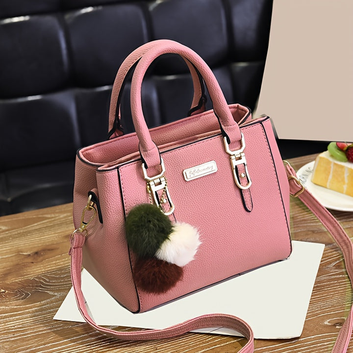 Pom-Pom Double-Layer Shoulder Bag