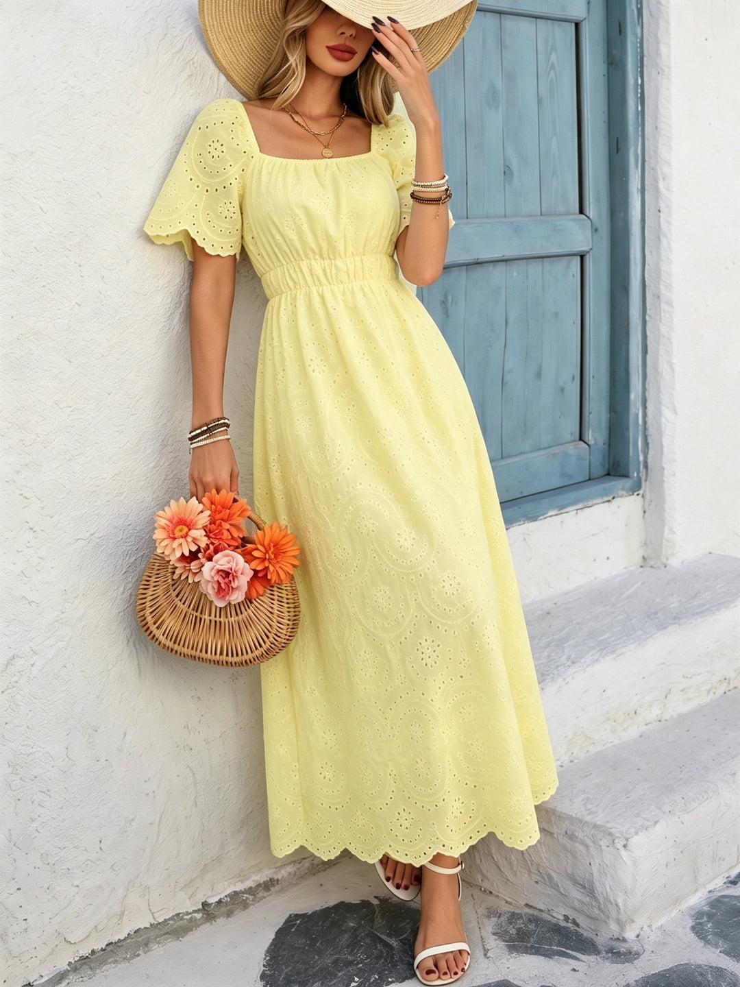 Vintage Eyelet Midi Dress — Romantic Coquette White