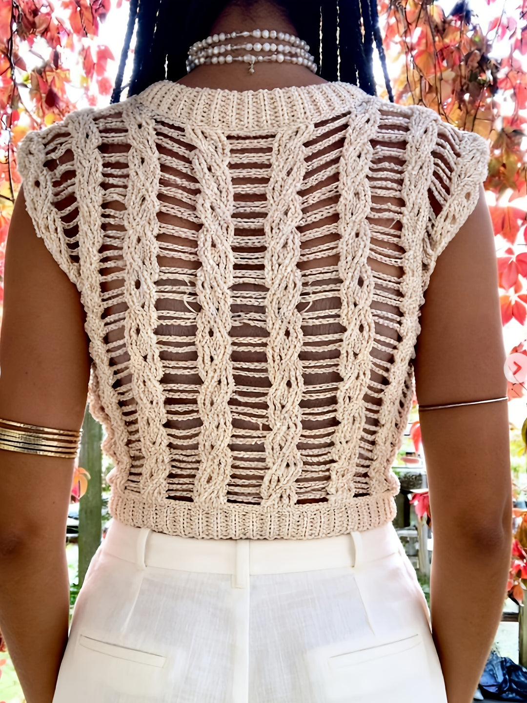The Ripped Cable-Knit Crop Vest