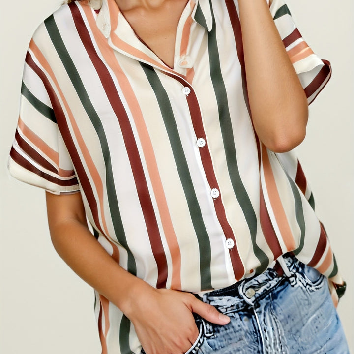 The Striped Stand-Collar Blouse