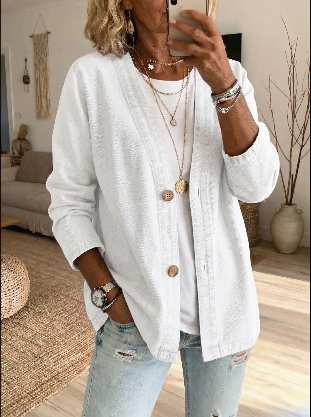 The Dariah Denim Button Coat