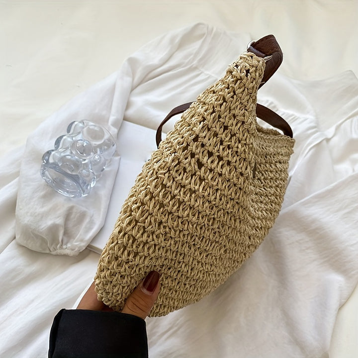 The Sienna Woven Crossbody — Handmade Crescent Bag