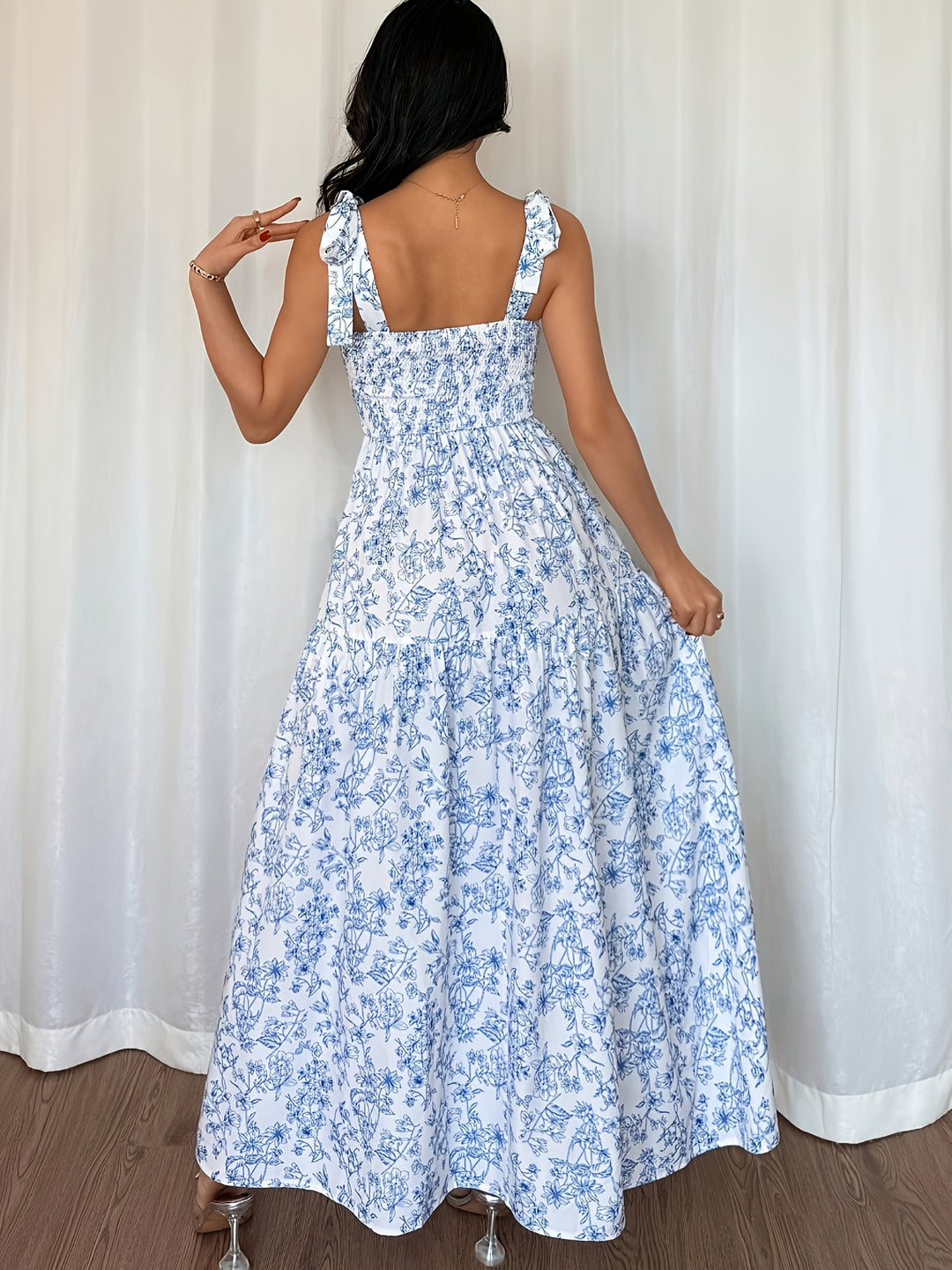 Floral Print Vacation Dress — Light Blue Summer Dress