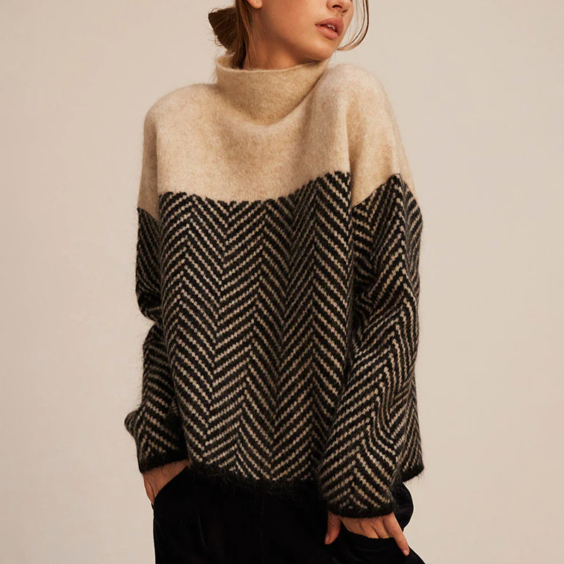 The Isabelle Turtleneck Sweater by Mila and June — soft high-collar knit with ribbed cuffs and hem