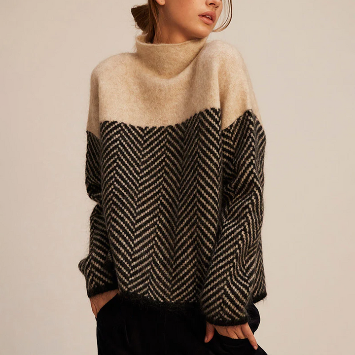 The Isabelle Turtleneck Sweater by Mila and June — soft high-collar knit with ribbed cuffs and hem